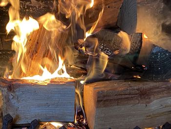 Close-up of bonfire at night