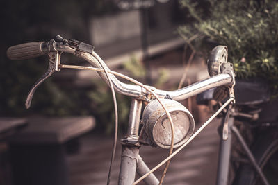 Close-up of old bicycle