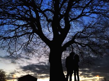 Low angle view of silhouette bare tree against sky