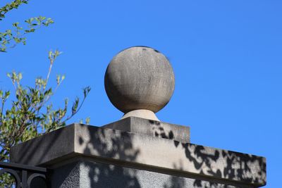 Low angle view of building against blue sky