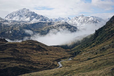 Scenic view of mountains against sky