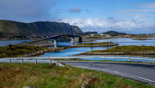 Bridge over river against sky