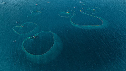 High angle view of boat in sea