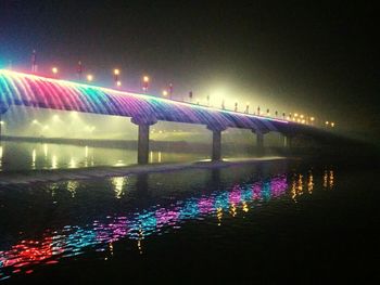 Illuminated view of water at night