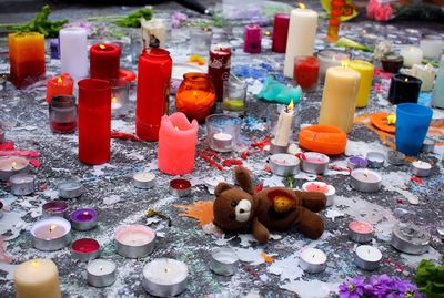Full frame shot of multi colored bottles