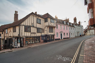 Old medieval buildings on high street in lewes, east sussex