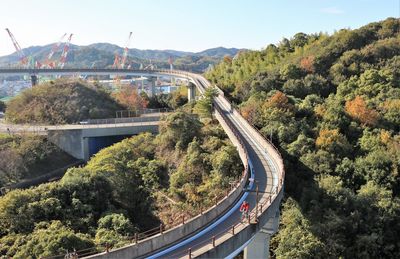 High angle view of bridge against sky