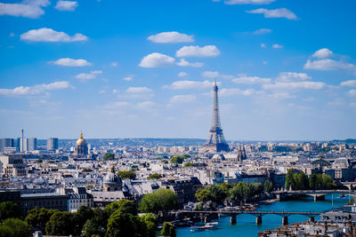 View of cityscape against clear sky