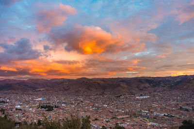 View of cityscape at sunset