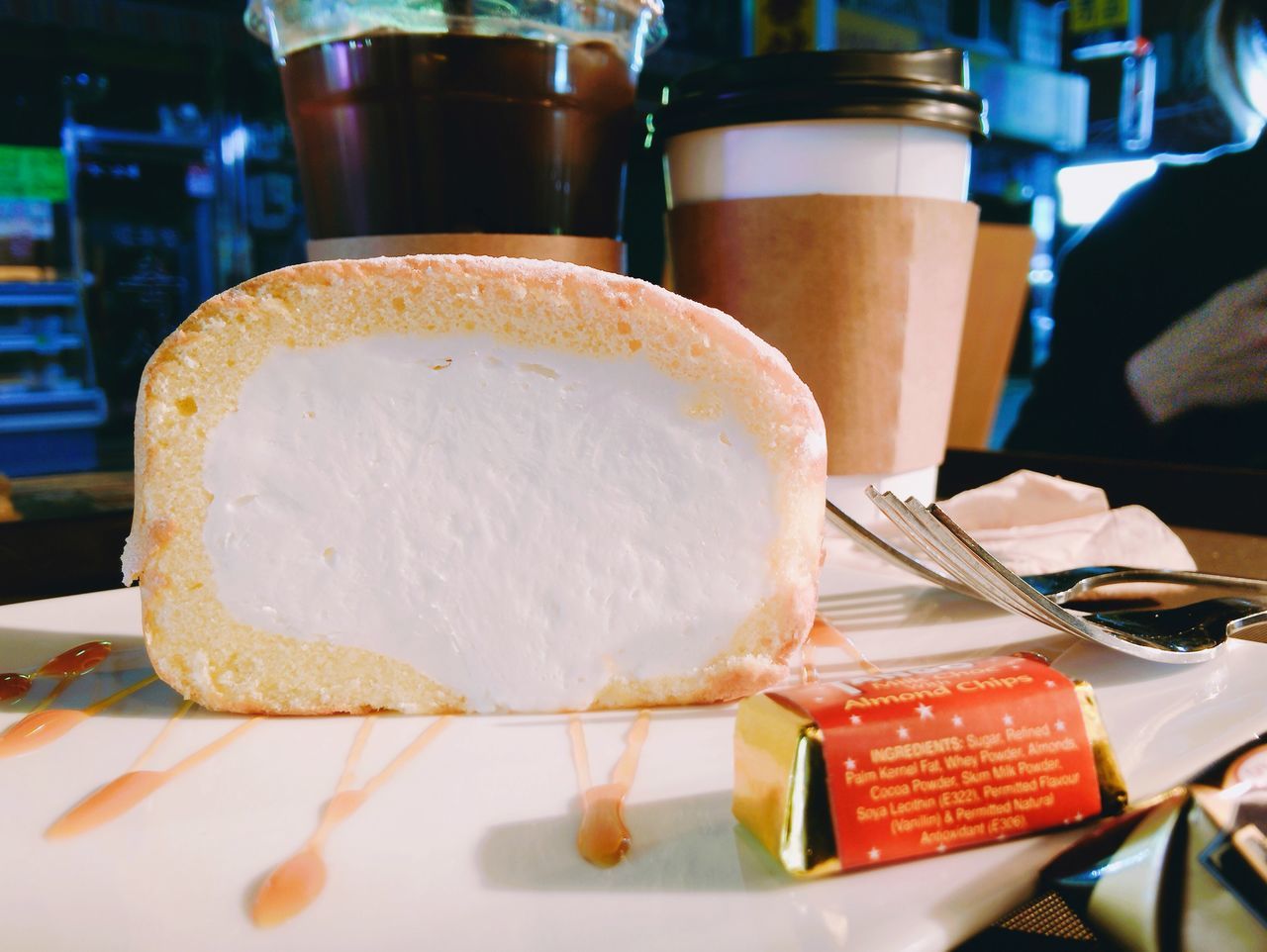 food and drink, indoors, freshness, food, still life, close-up, table, drink, sweet food, unhealthy eating, focus on foreground, ready-to-eat, indulgence, refreshment, dessert, bread, selective focus, plate, no people, cake