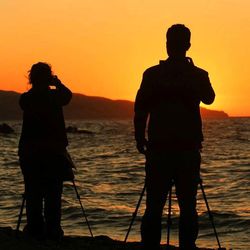 Scenic view of sea during sunset