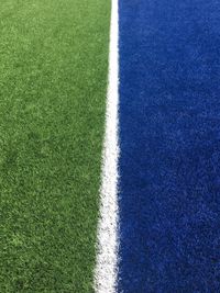 High angle view of soccer field