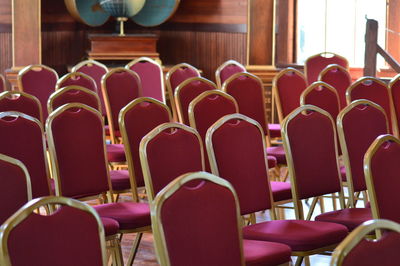 Empty chairs in auditorium