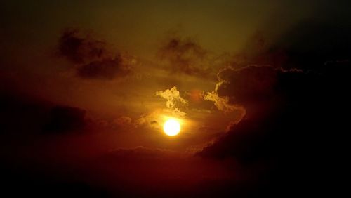 Close-up of yellow sky at night