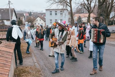 People on street in city