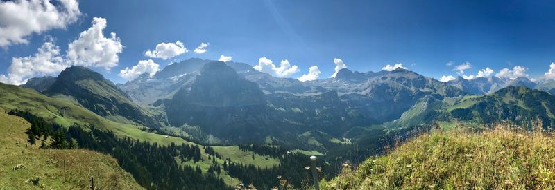 Panoramic view of mountains against sky