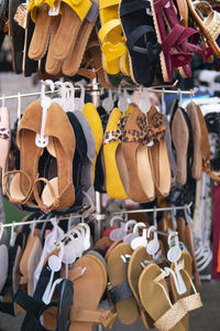 Shoes for sale at market stall