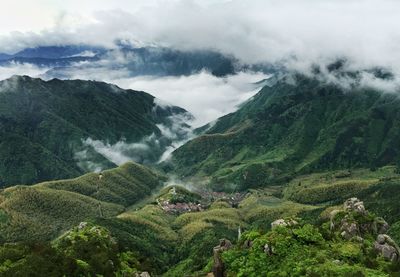 Scenic view of mountains against sky