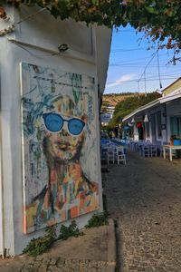 Close-up of graffiti on house