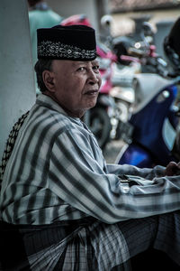 Portrait of man in car