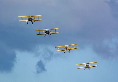 Low angle view of airplane in sky