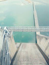 High angle view of dam against sky