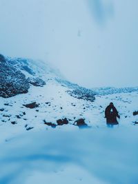 Scenic view of snow covered landscape against sky