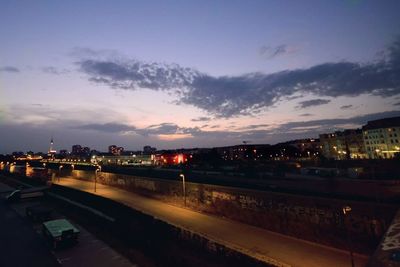 View of illuminated city at night