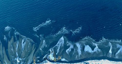 High angle view of frozen sea