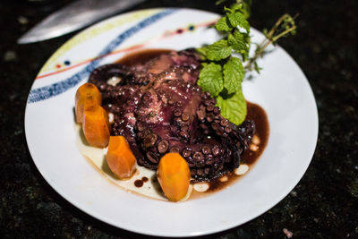 High angle view of meal served in plate