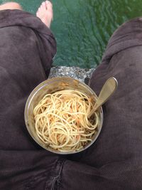 High angle view of food in bowl