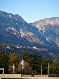 Scenic view of mountains against clear sky