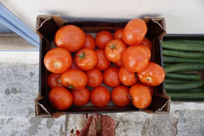 High angle view of fruits