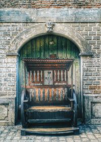 Closed door of old building