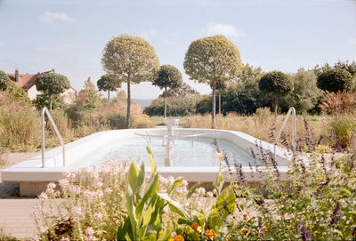 Scenic view of swimming pool against sky