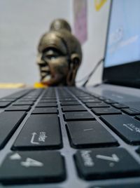 Close-up of computer keyboard on table