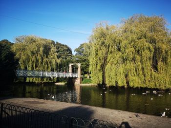 Scenic view of lake against clear sky