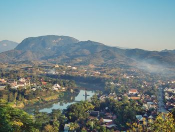 High angle view of townscape against sky