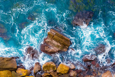 High angle view of rocks in swimming pool