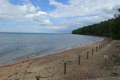 Scenic view of sea against cloudy sky