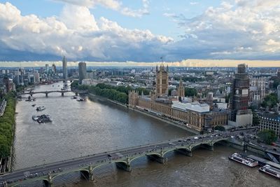 High angle view of bridge over river