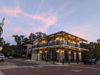 View of ornate building against sky during sunset