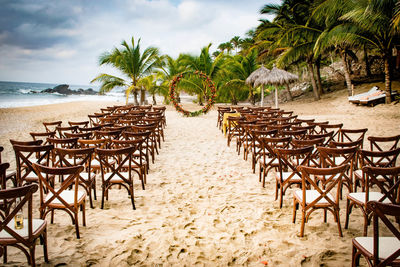 Deck chairs on beach
