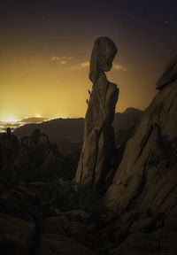 Rock formations at night