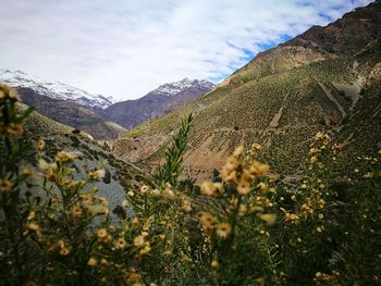 Scenic view of mountains against sky