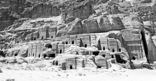 Low angle view of rock formations