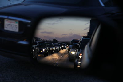 View of traffic jam in mirror