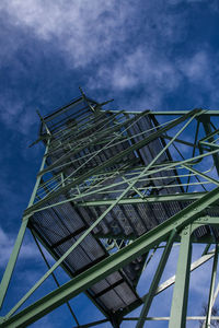 Low angle view of crane against sky