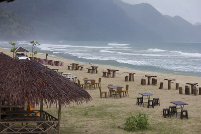 Scenic view of beach against sky