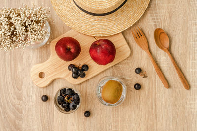 Directly above shot of fruits on table